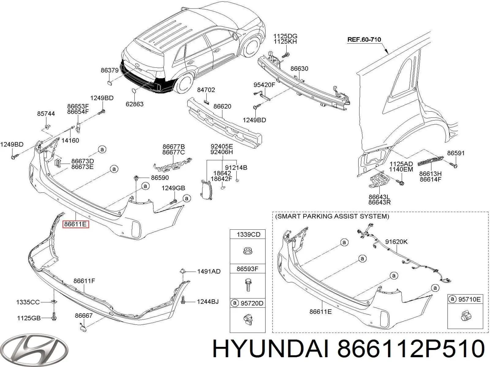 Comprar 866112P510 Hyundai/Kia Parachoques trasero, parte superior