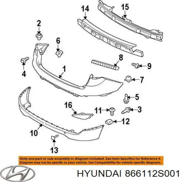 Parachoques trasero, parte superior Hyundai/Kia 866112S001 precio, desde 100,48 EUR