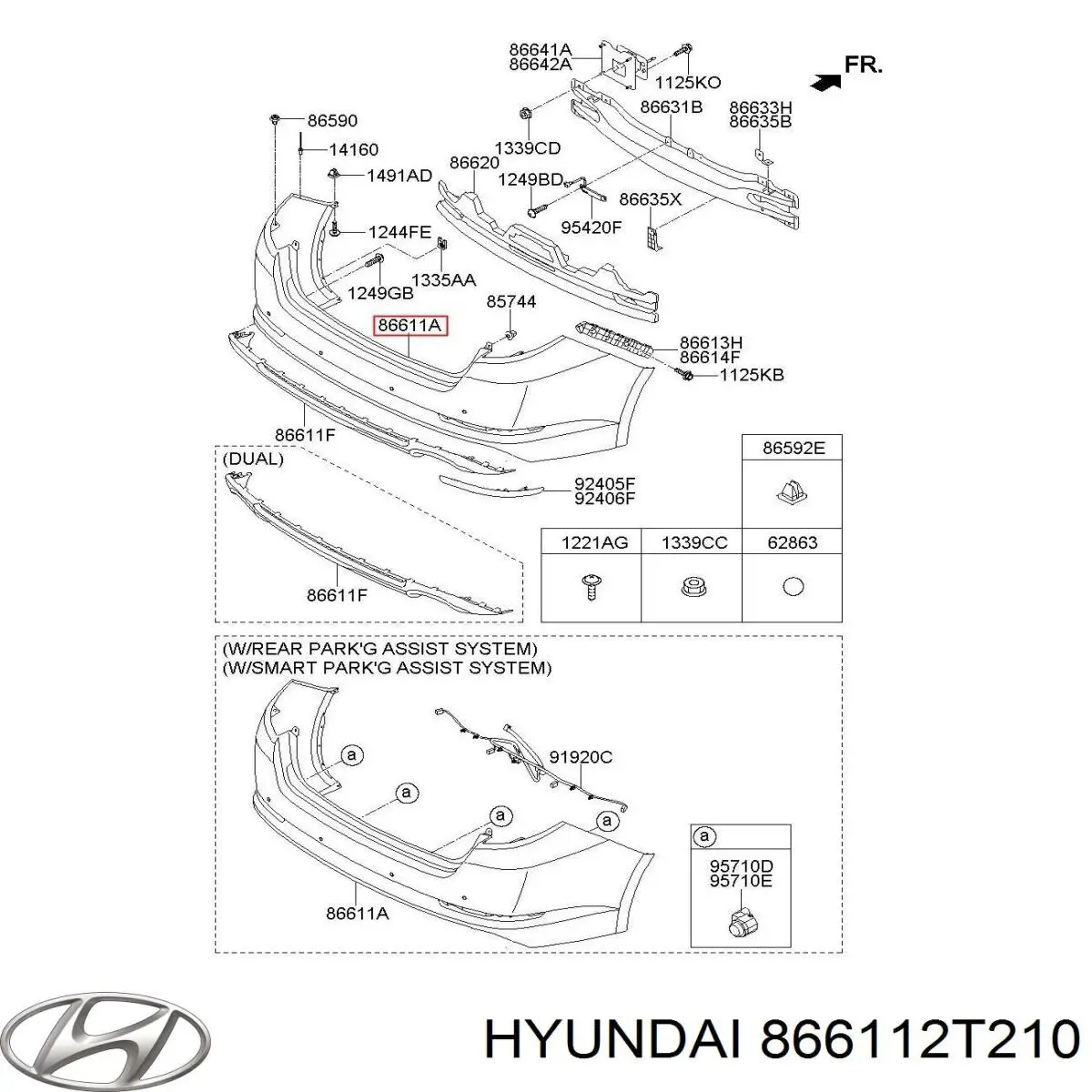 866502T210 Hyundai/Kia Defensa trasero