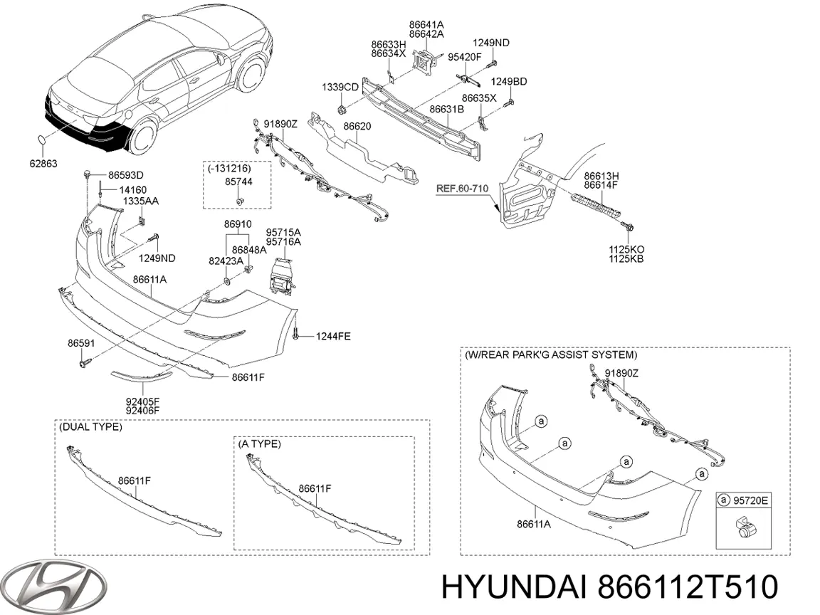 866112T510 Hyundai/Kia parachoques trasero