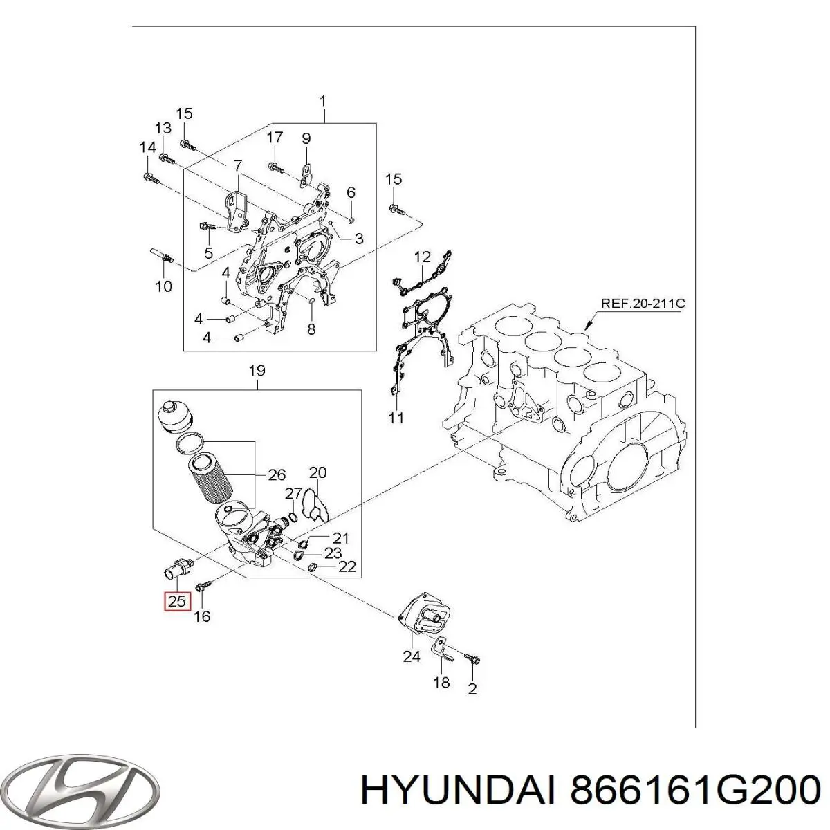 866161G200 Hyundai/Kia Soporte del paragolpes trasero derecho