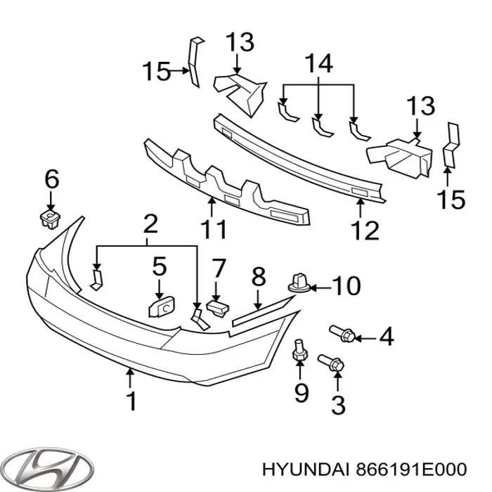 Soporte de parachoques trasero exterior derecho para Hyundai Accent (MC)