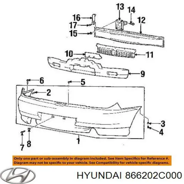 866202C000 Hyundai/Kia absorbente parachoques trasero