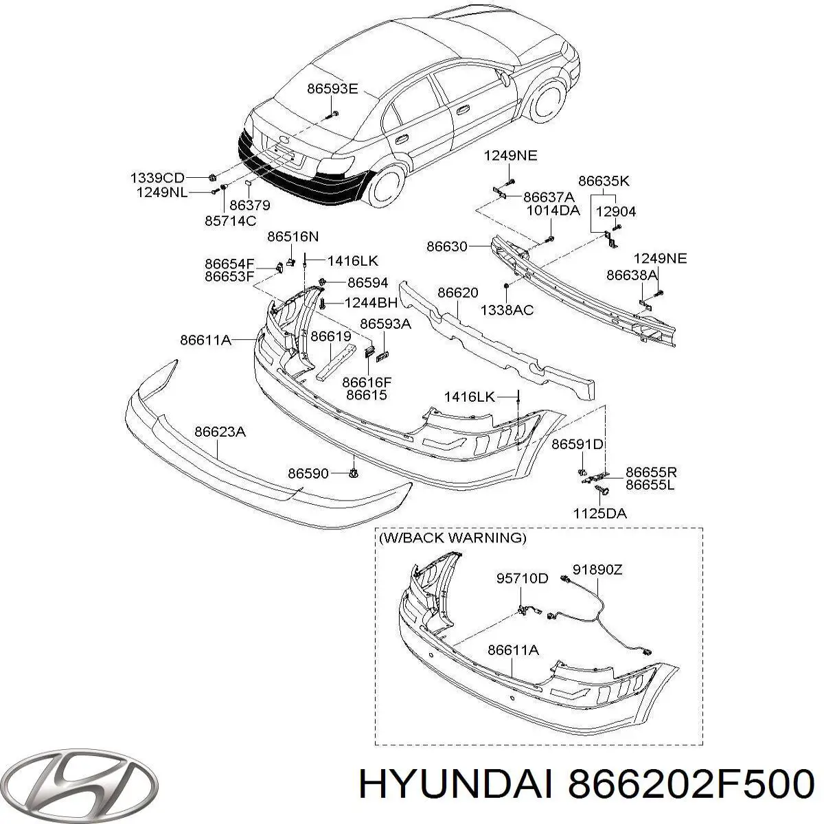 866202F500 Hyundai/Kia absorbente parachoques trasero