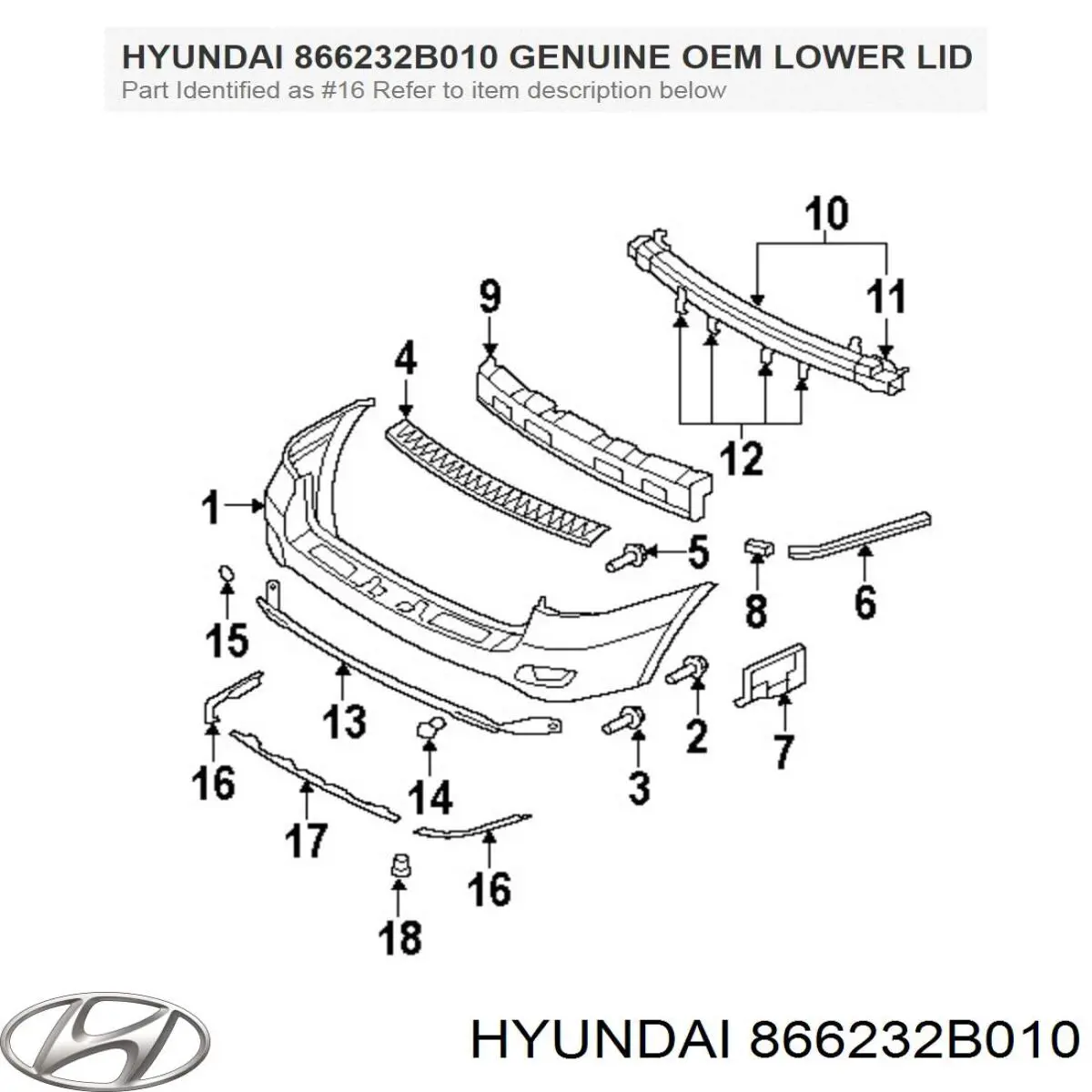 Moldura de parachoques trasero derecho Hyundai/Kia 866232B010 precio, desde 17,09 EUR
