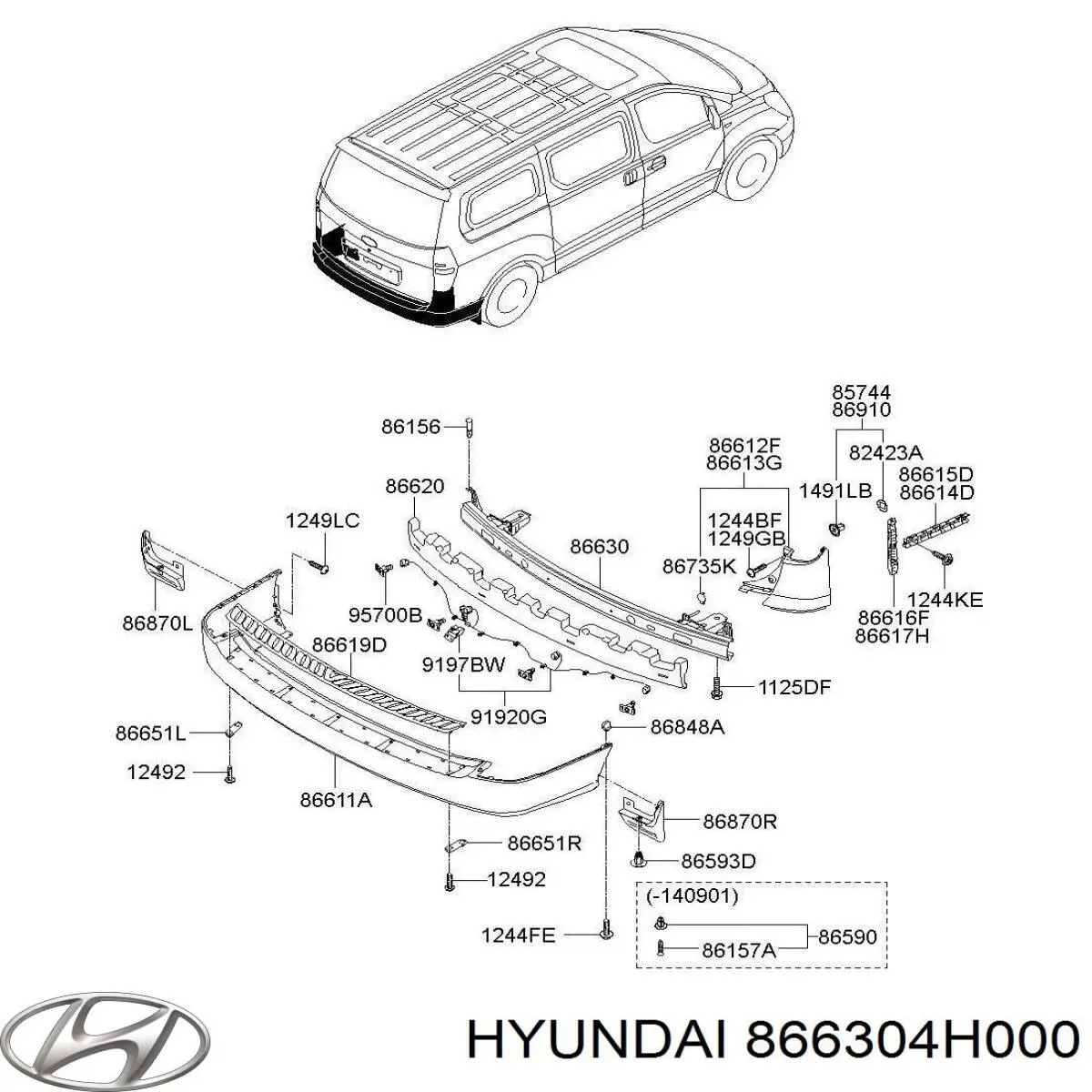 Refuerzo de parachoques trasero Hyundai H-1 STAREX Starex bus (TQ) (2007 - 2026) precio, desde 194,57 EUR
