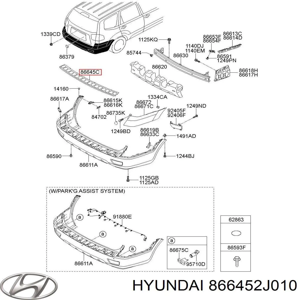 Protector superior del parachoques trasero (estribo) Hyundai/Kia 866452J010 precio, desde 164,65 EUR