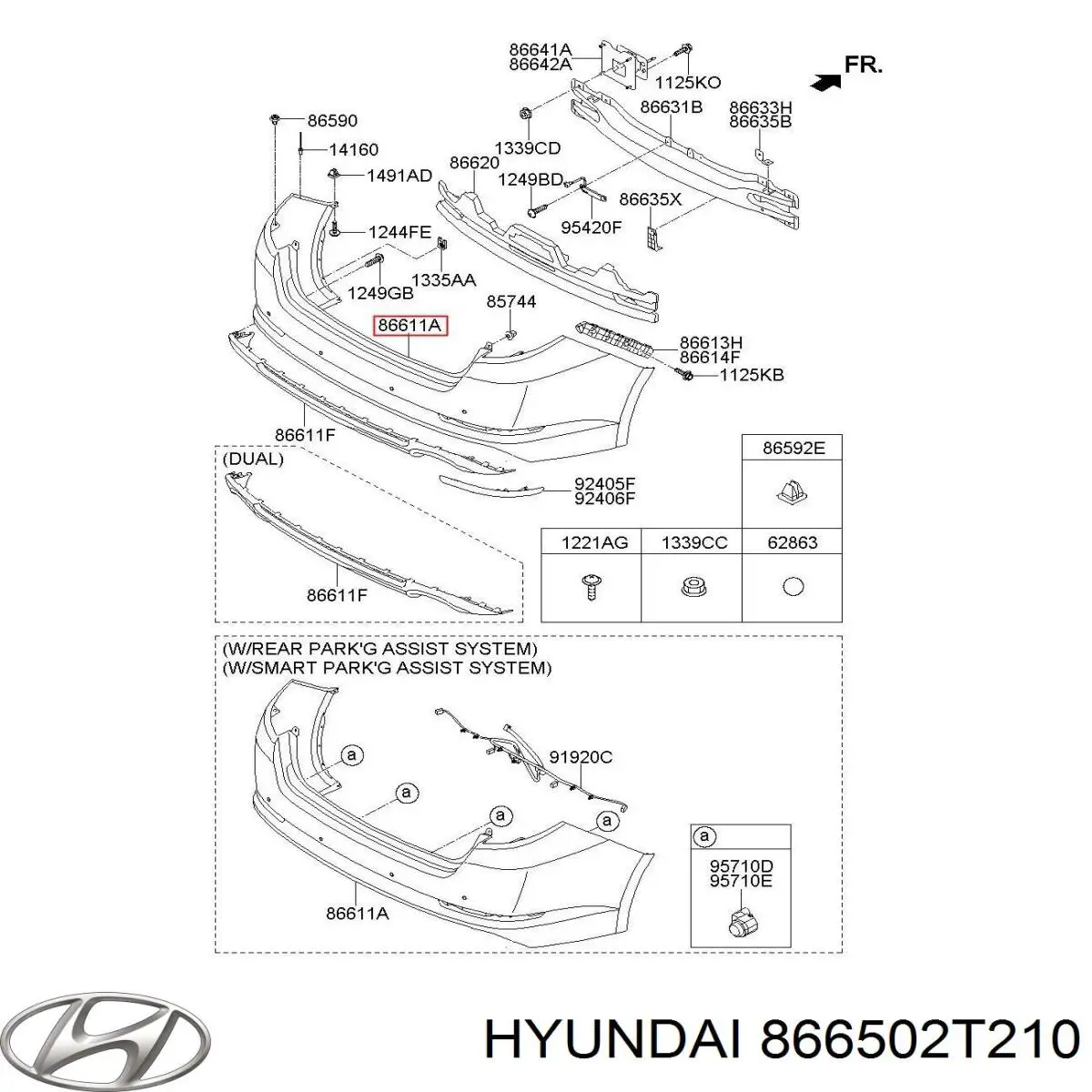 866502T210 Hyundai/Kia Defensa trasero