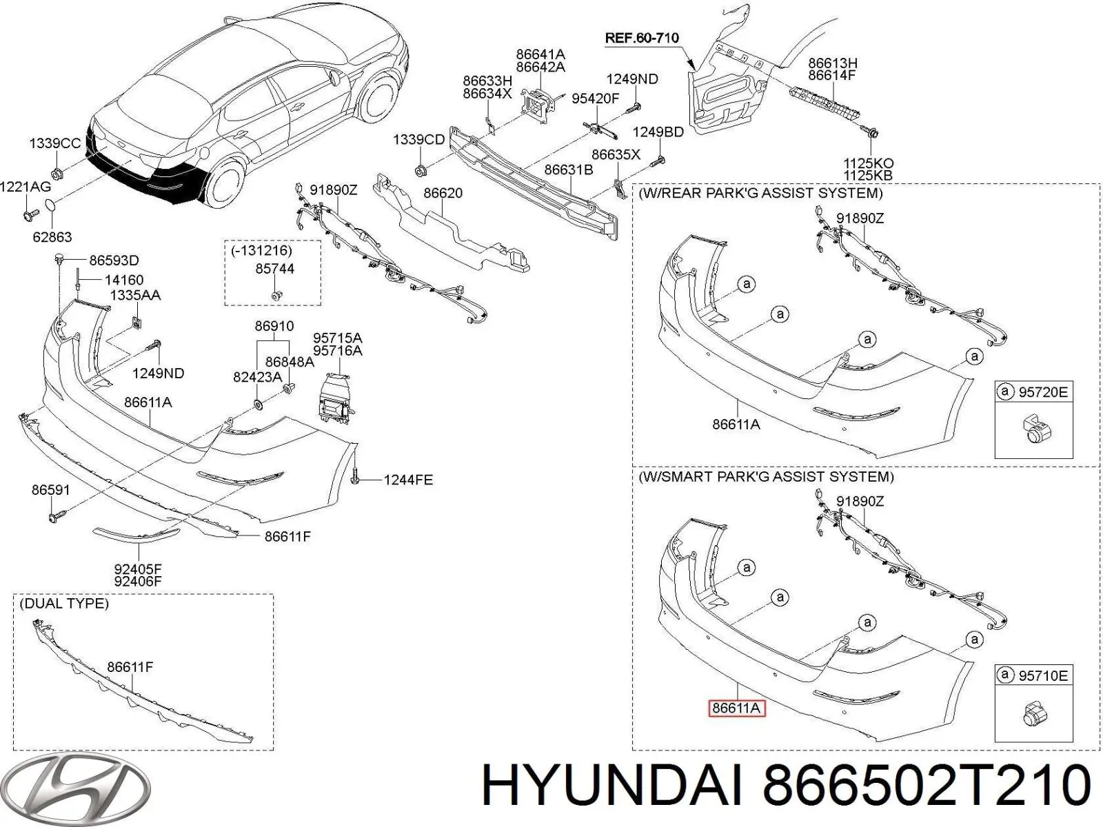 866502T210 Hyundai/Kia parachoques trasero