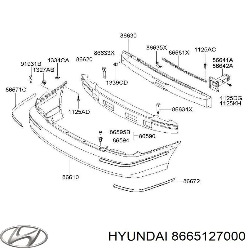8665127000 Hyundai/Kia clips de fijación de pasaruedas de aleta delantera
