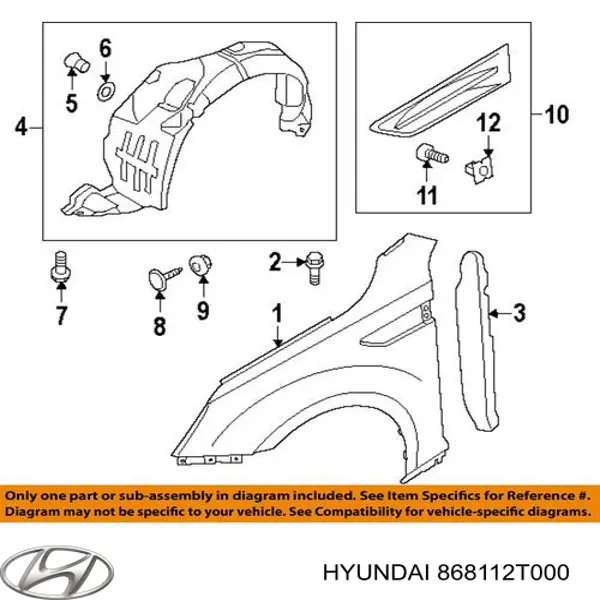 868112T000 Hyundai/Kia guardabarros interior, aleta delantera, izquierdo
