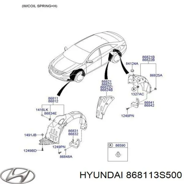 Guardabarros interior, aleta delantera, izquierdo para Hyundai Sonata (YF)
