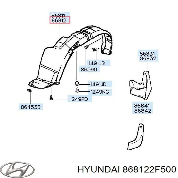 Comprar 868122F500 Hyundai/Kia Paso de rueda delantero derecho