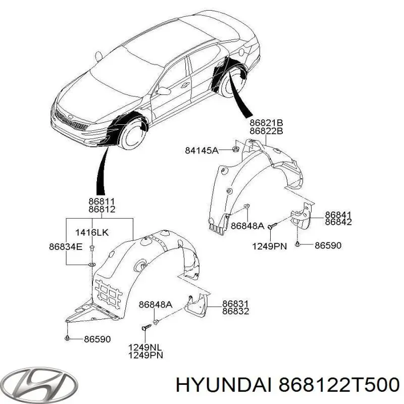 Comprar 868122T500 Hyundai/Kia Paso de rueda delantero derecho