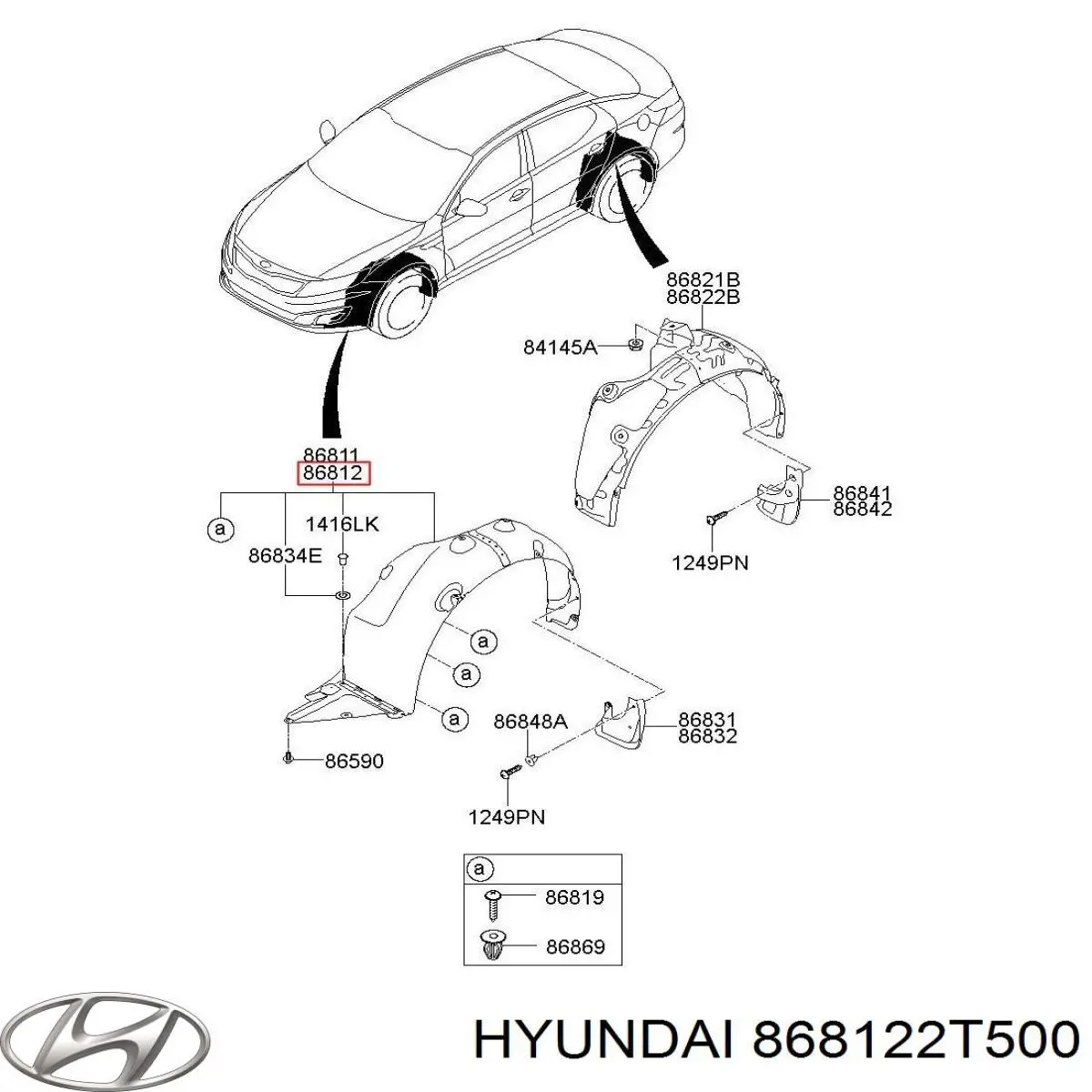 Guardabarros interior derecho, aleta delantera Hyundai/Kia 868122T500 precio, desde 38,43 EUR
