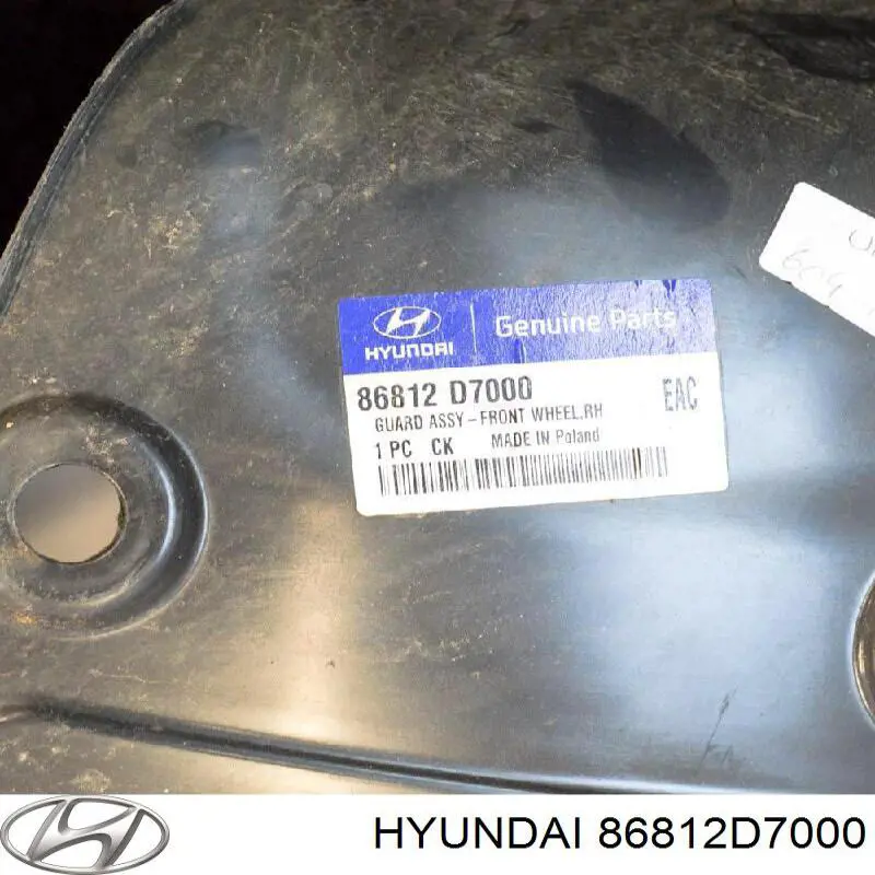 Guardabarros interior derecho, aleta delantera Hyundai/Kia 86812D7000 precio, desde 21,01 EUR