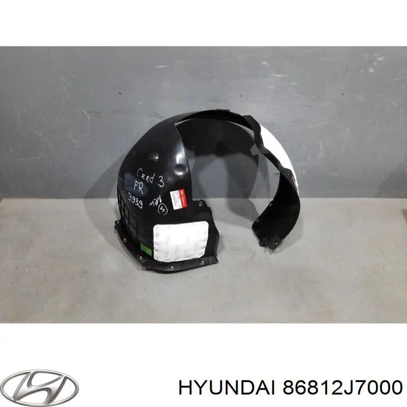 86812j7000 Hyundai/Kia guardabarros interior, aleta delantera, derecho