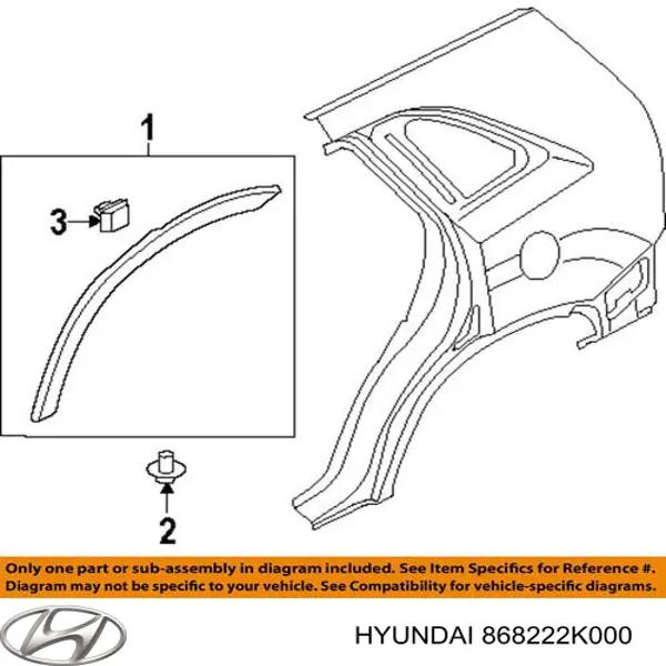 Revestimiento, pasarrueda trasera, derecho Hyundai/Kia 868222K000 precio, desde 24,52 EUR