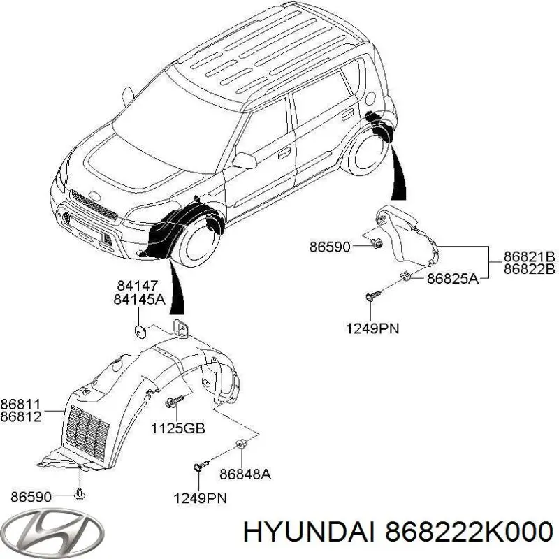 Comprar 868222K000 Hyundai/Kia Guardalodo interior derecho, aleta trasera
