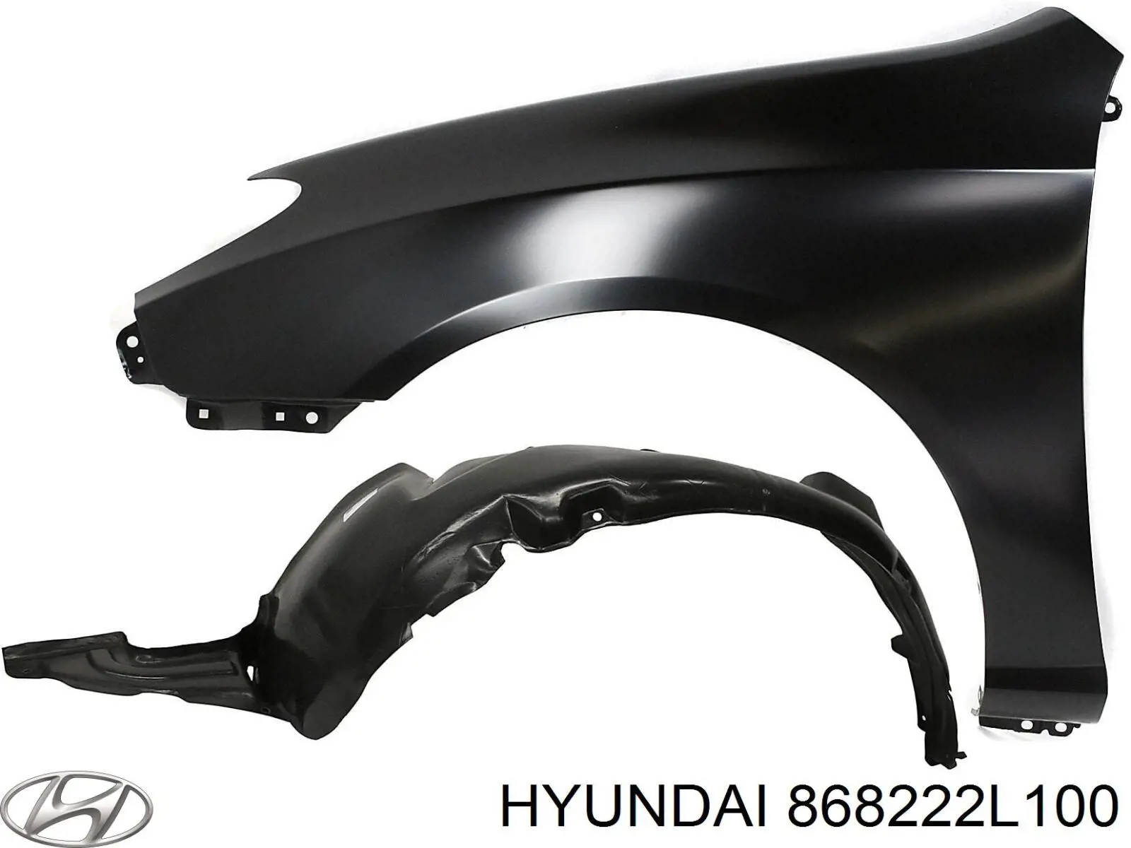 868222L100 Hyundai/Kia guardabarros interior, aleta trasera, derecho