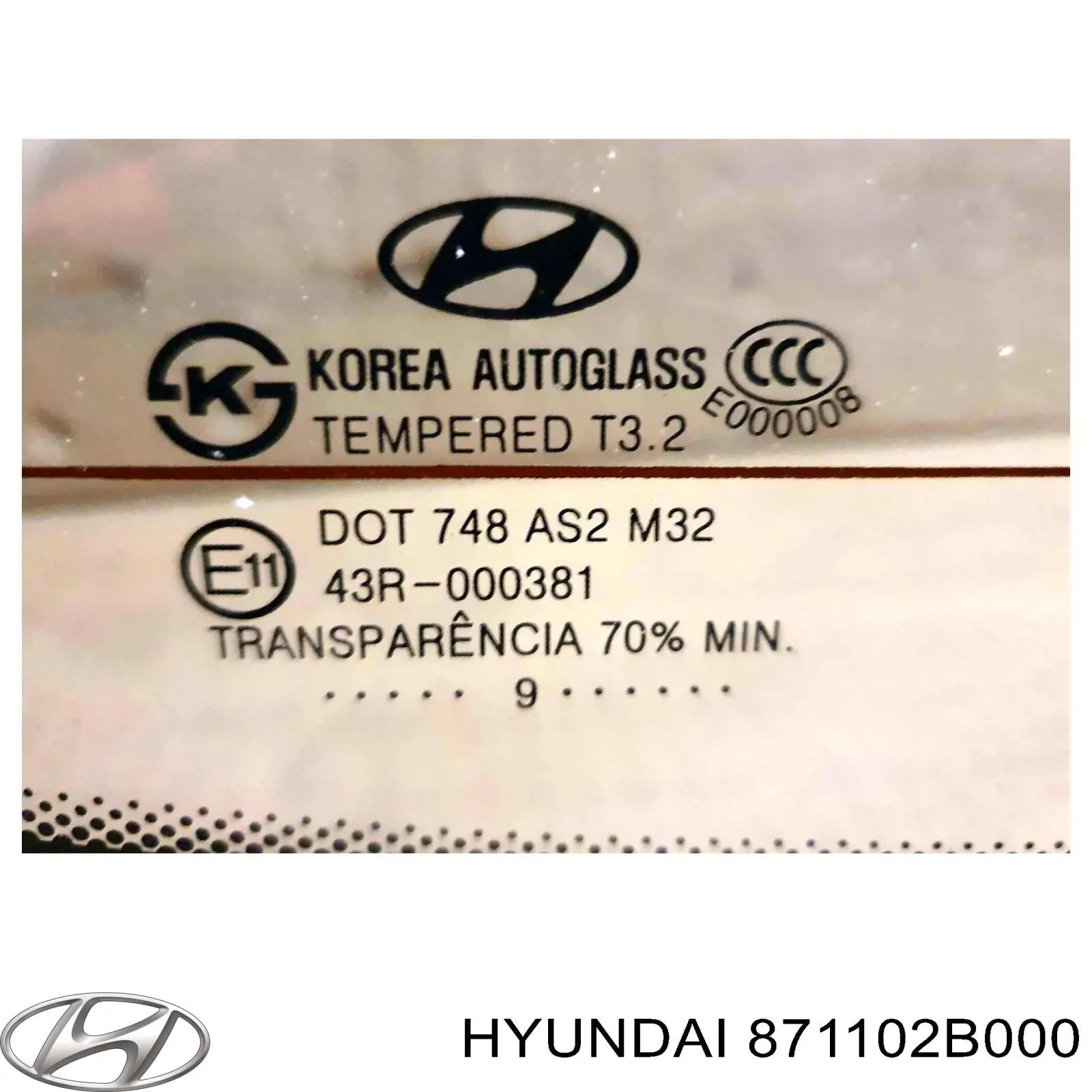 871102B000 Hyundai/Kia cristal de el maletero, 3/5 puertas traseras (trastes)