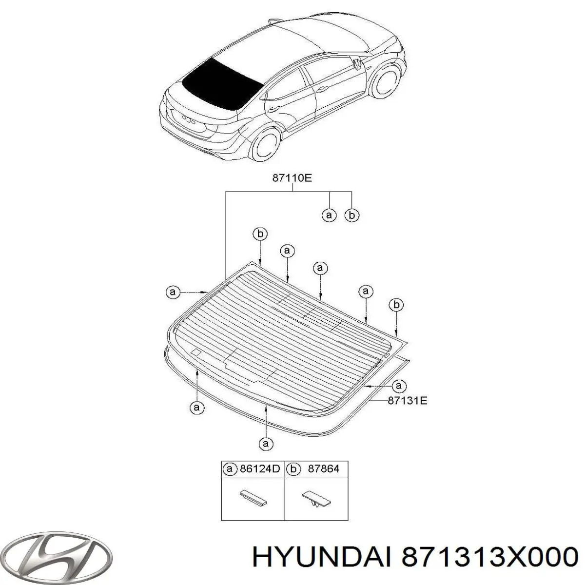 Moldura de cristal trasero Hyundai/Kia 871313X000 precio, desde 48,39 EUR