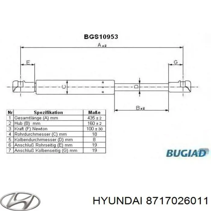 Comprar 8717026011 Hyundai/Kia Amortiguador de vidrio de portón trasero (puerta trasera 3/5)
