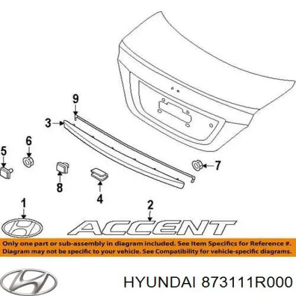 Moldura de tapa del maletero para Hyundai Accent (SB)