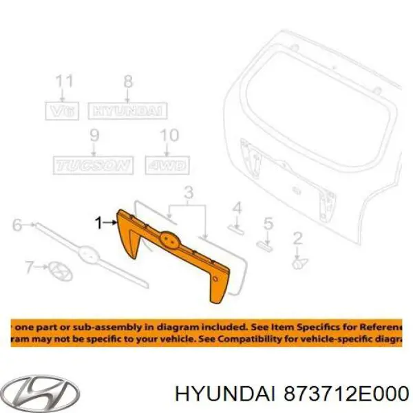 Moldura de puerta del maletero (puerta trasera 3/5) Hyundai/Kia 873712E000 precio, desde 101,60 EUR