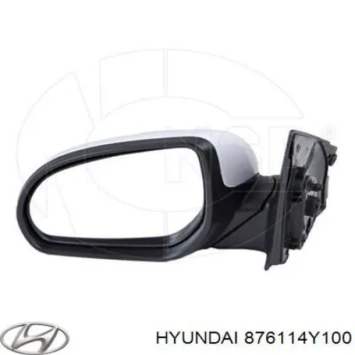 876114Y100 Hyundai/Kia cristal de espejo retrovisor exterior izquierdo