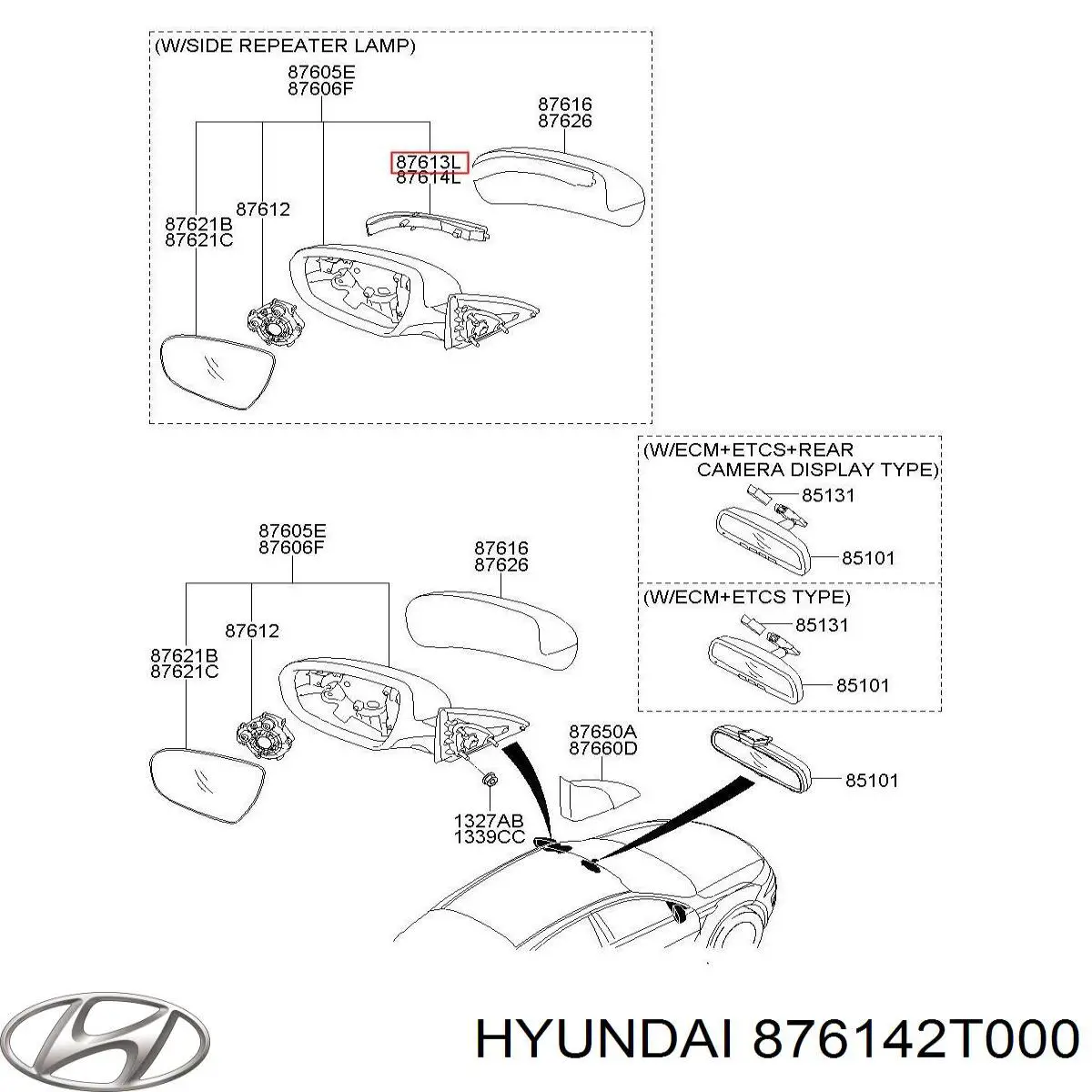 Comprar 876142T000 Hyundai/Kia Luz intermitente de espejo retrovisor izquierdo
