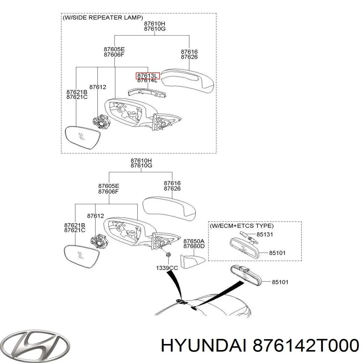 Luz intermitente de espejo retrovisor izquierdo Hyundai/Kia 876142T000 precio, desde 115,31 EUR