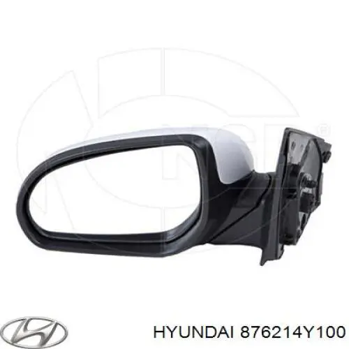 876214Y100 Hyundai/Kia cristal de espejo retrovisor exterior derecho