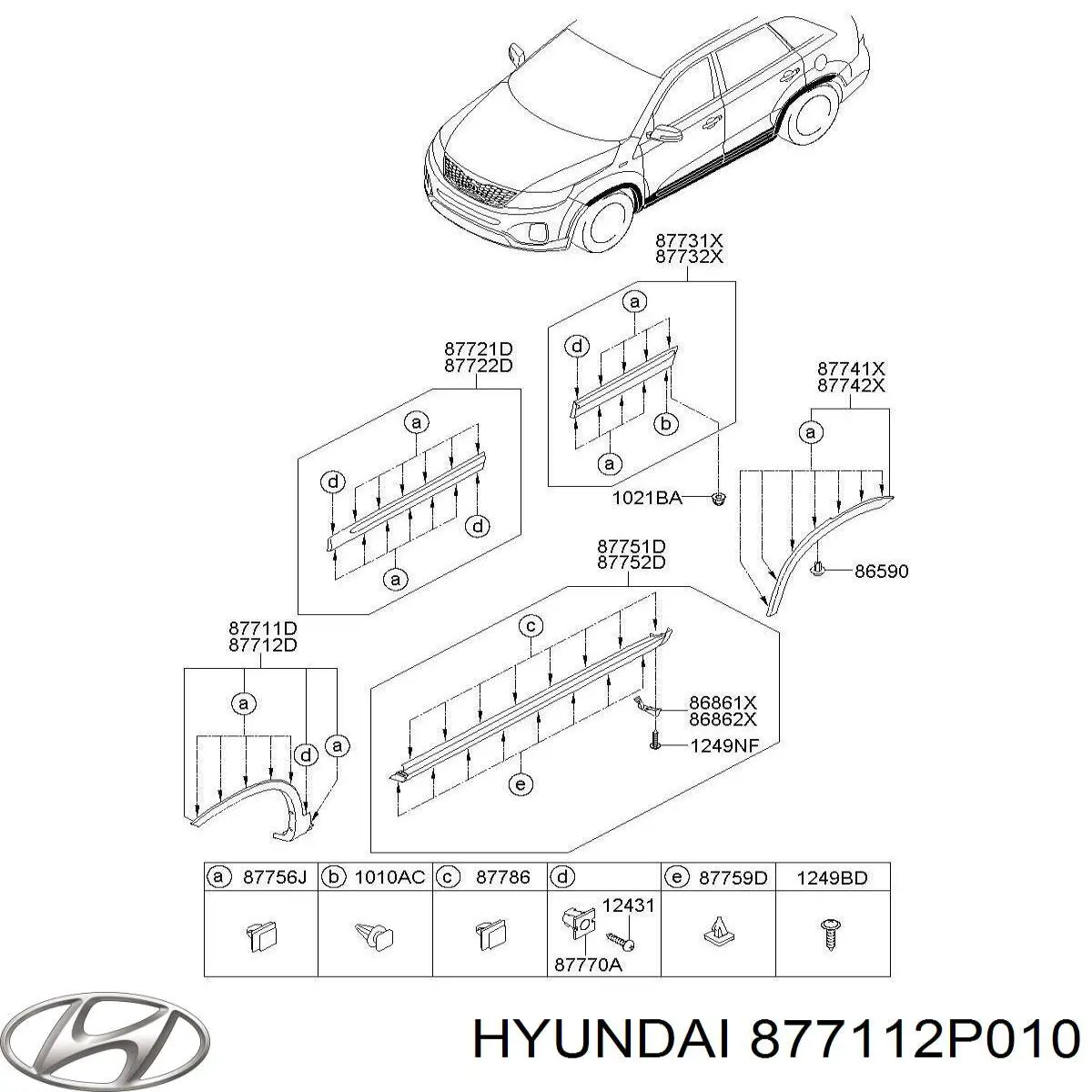 877112P010 Hyundai/Kia moldura de guardabarro delantero izquierdo