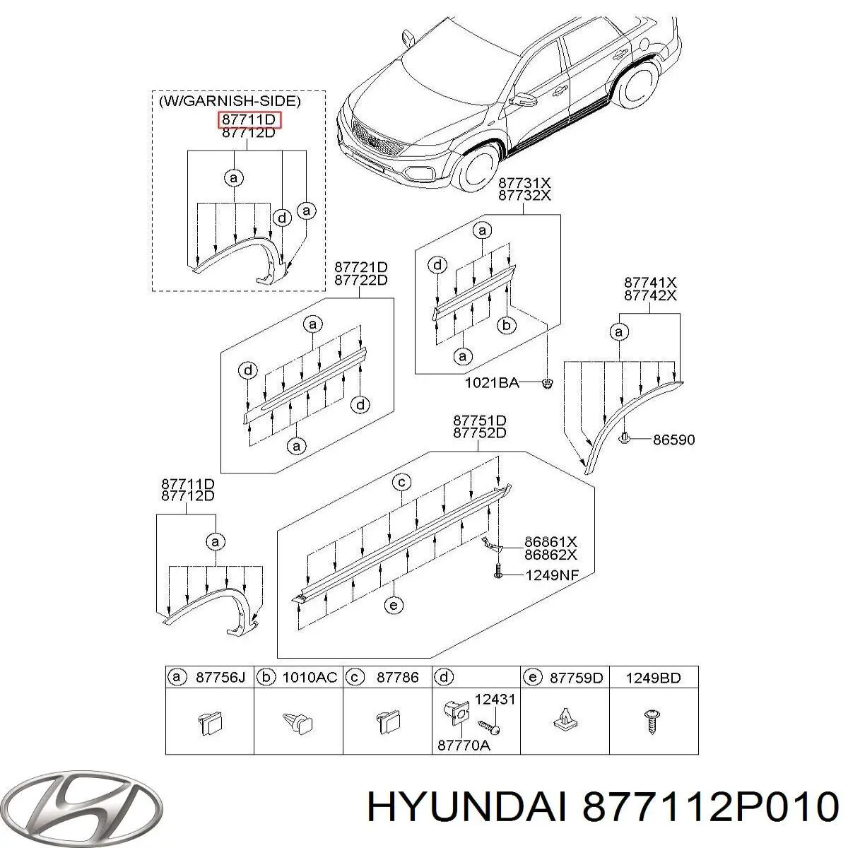 Moldura de guardabarros delantero izquierdo Hyundai/Kia 877112P010 precio, desde 32,34 EUR