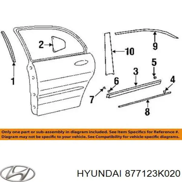 Listón embellecedor de puerta delantera derecha para Hyundai Sonata (NF)