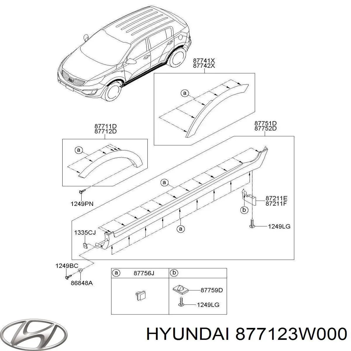 877123W000 Hyundai/Kia ensanchamiento, guardabarros delantero derecho