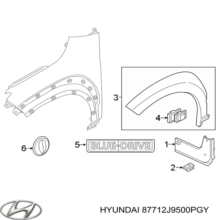 Cubierta del paso de rueda, delantero derecho para Hyundai KONA (OS)