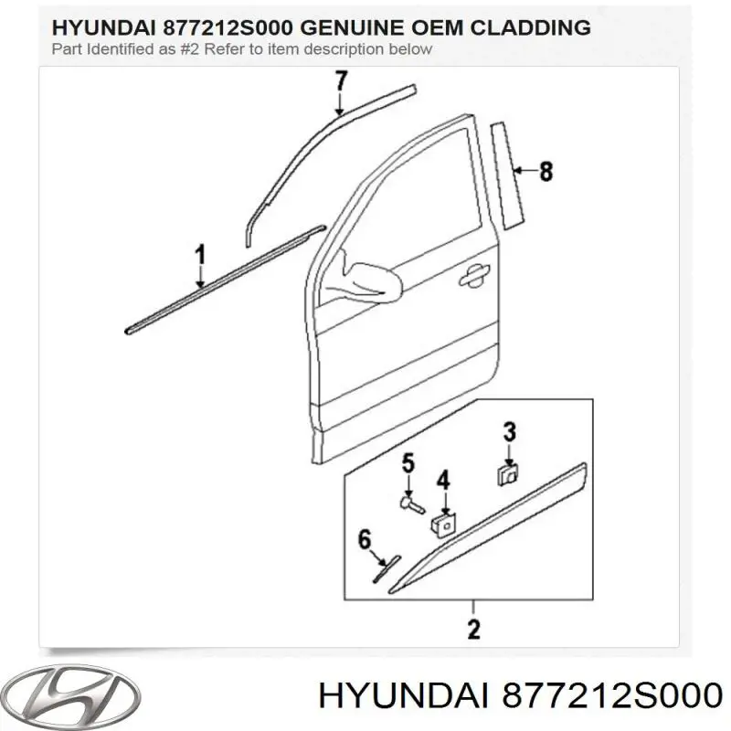 Moldura de puerta delantera izquierda Hyundai/Kia 877212S000 precio, desde 57,34 EUR