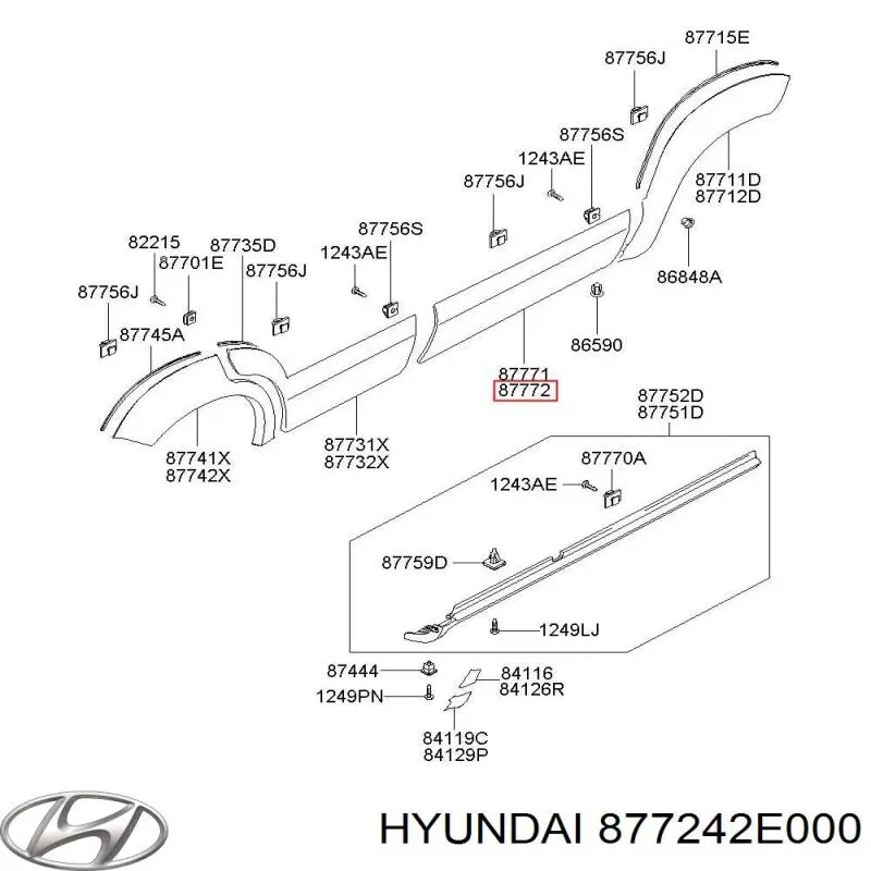 Listón embellecedor de puerta delantera derecha para Hyundai Tucson (JM)