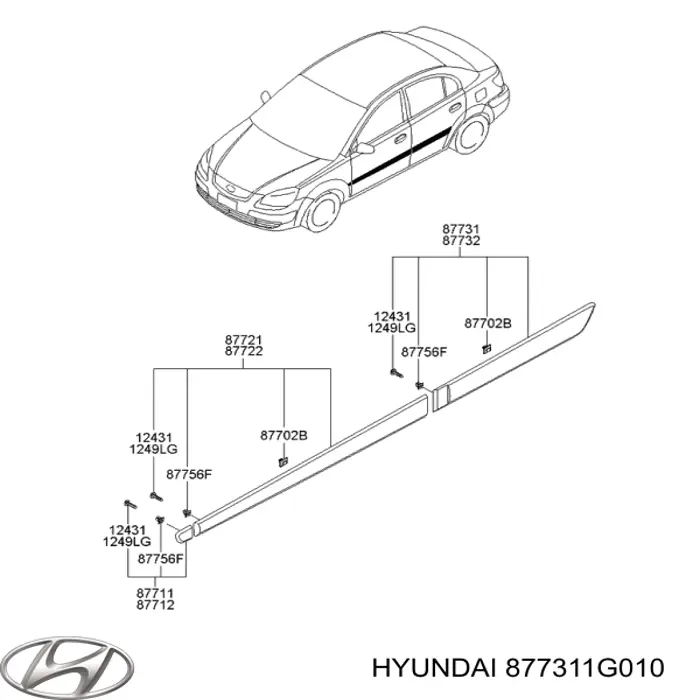 Protector puerta trasera izquierda Hyundai/Kia 877311G010 precio, desde 67,03 EUR