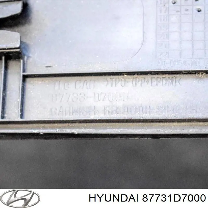 Listón embellecedor de puerta trasera izquierda Hyundai/Kia 87731D7000 precio, desde 60,69 EUR