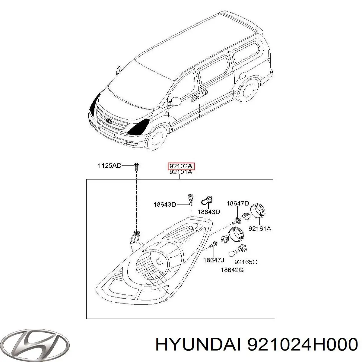 921024H000 Hyundai/Kia faro derecho