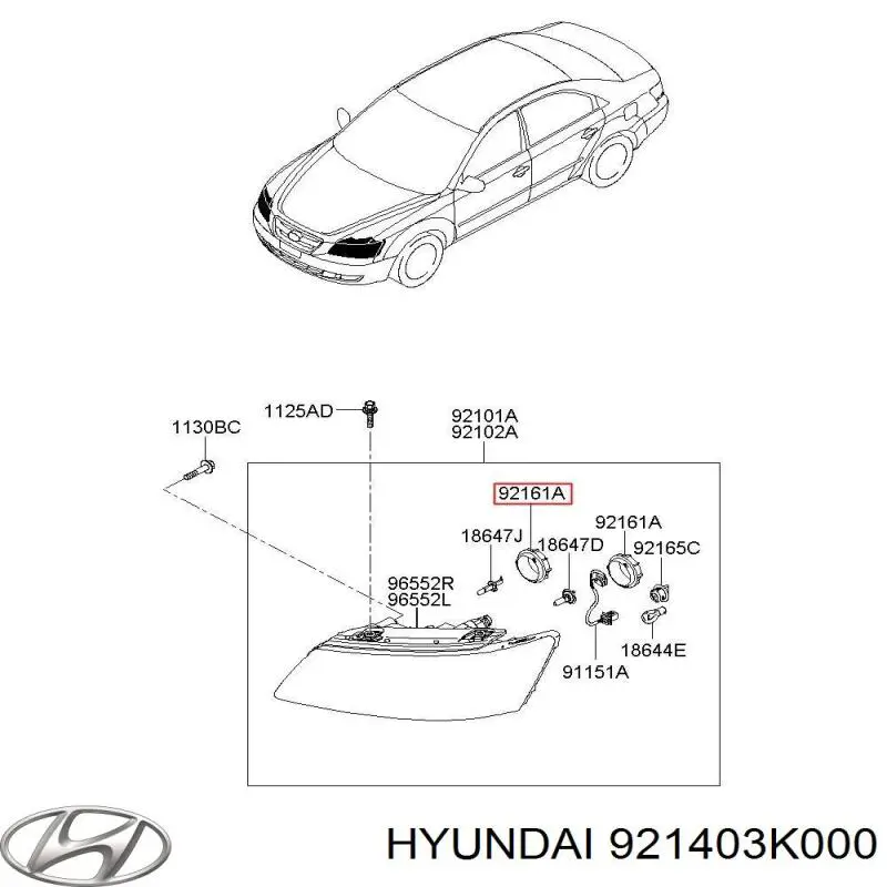 Cubierta trasera del faro 921403K000 Hyundai/Kia