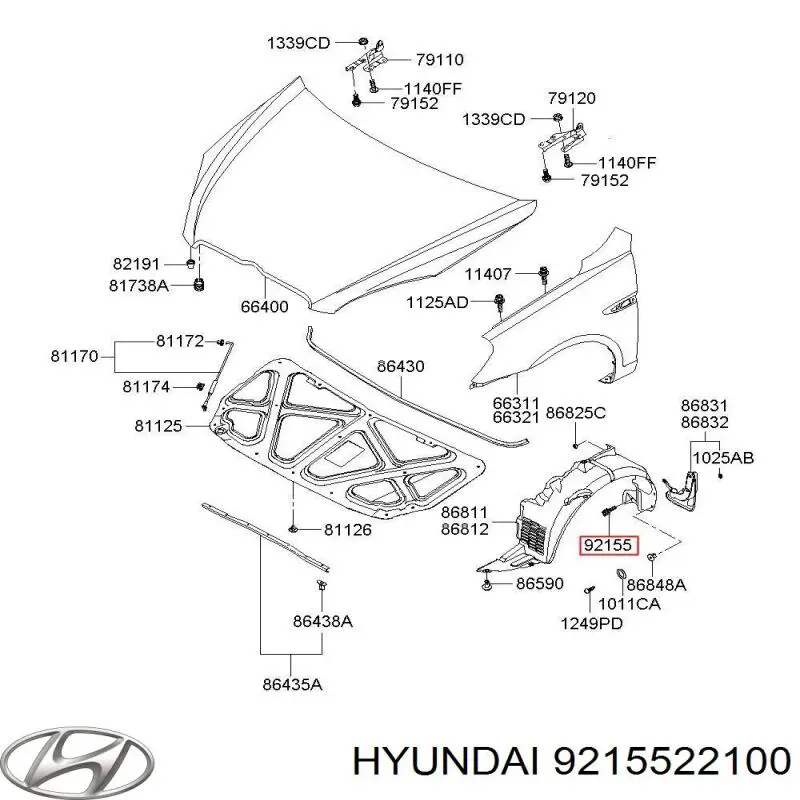 Clip de fijación del guardabarros Hyundai/Kia 9215522100 precio, desde  