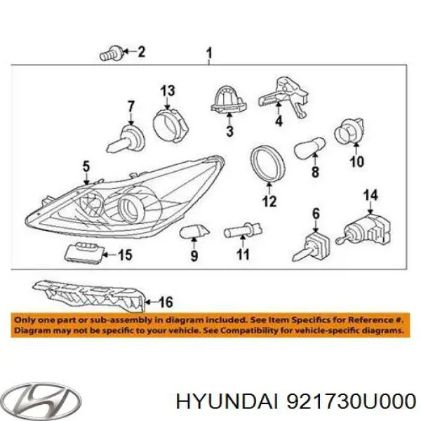 921730U000 Hyundai/Kia soporte, faro principal