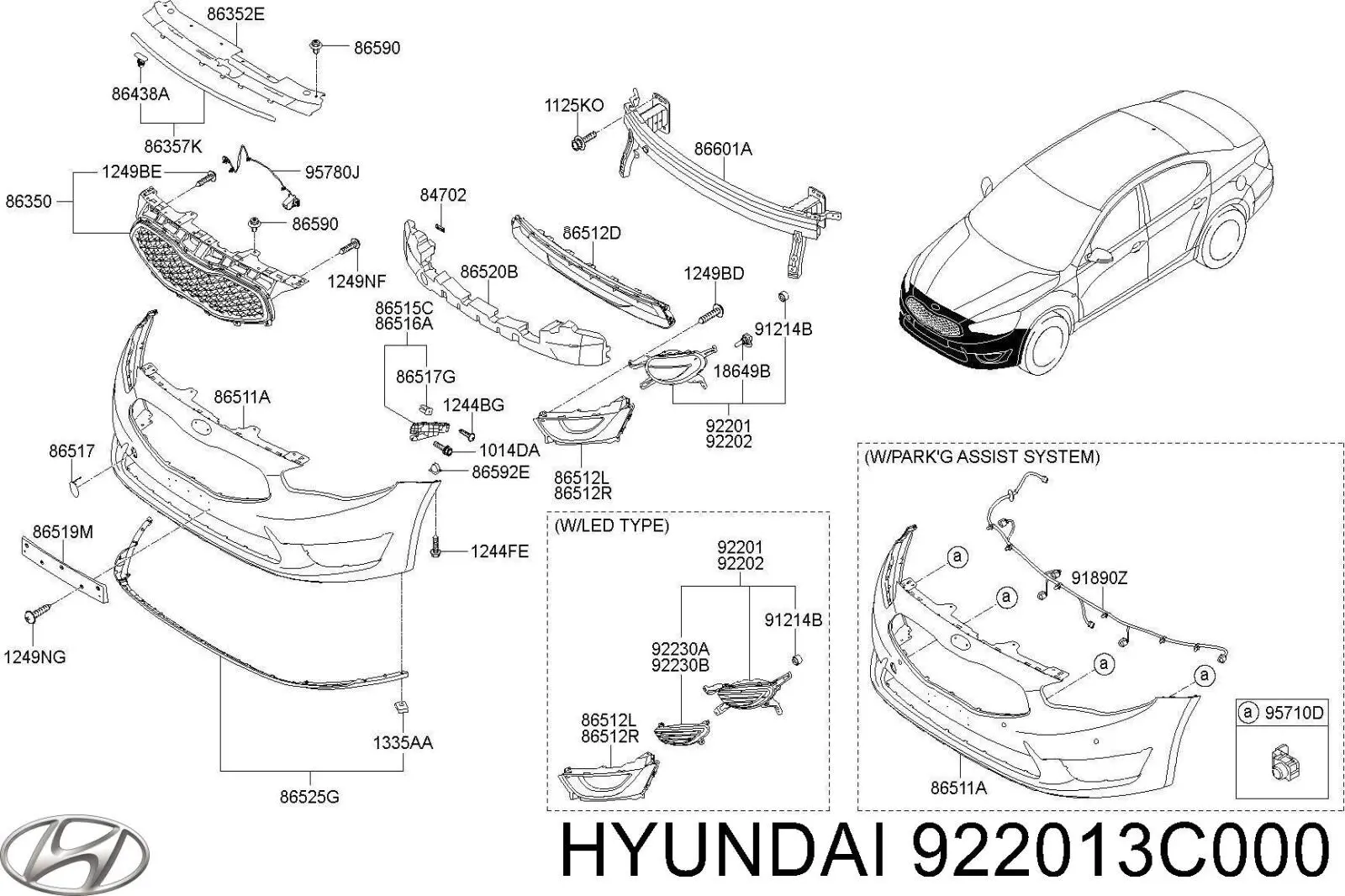 922013C000 Hyundai/Kia faro antiniebla izquierdo