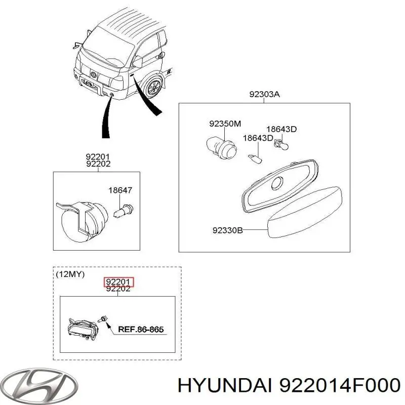 922014F000 Hyundai/Kia luz antiniebla izquierdo