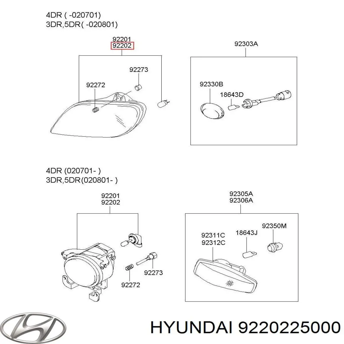9230228500 Hyundai/Kia faro antiniebla derecho