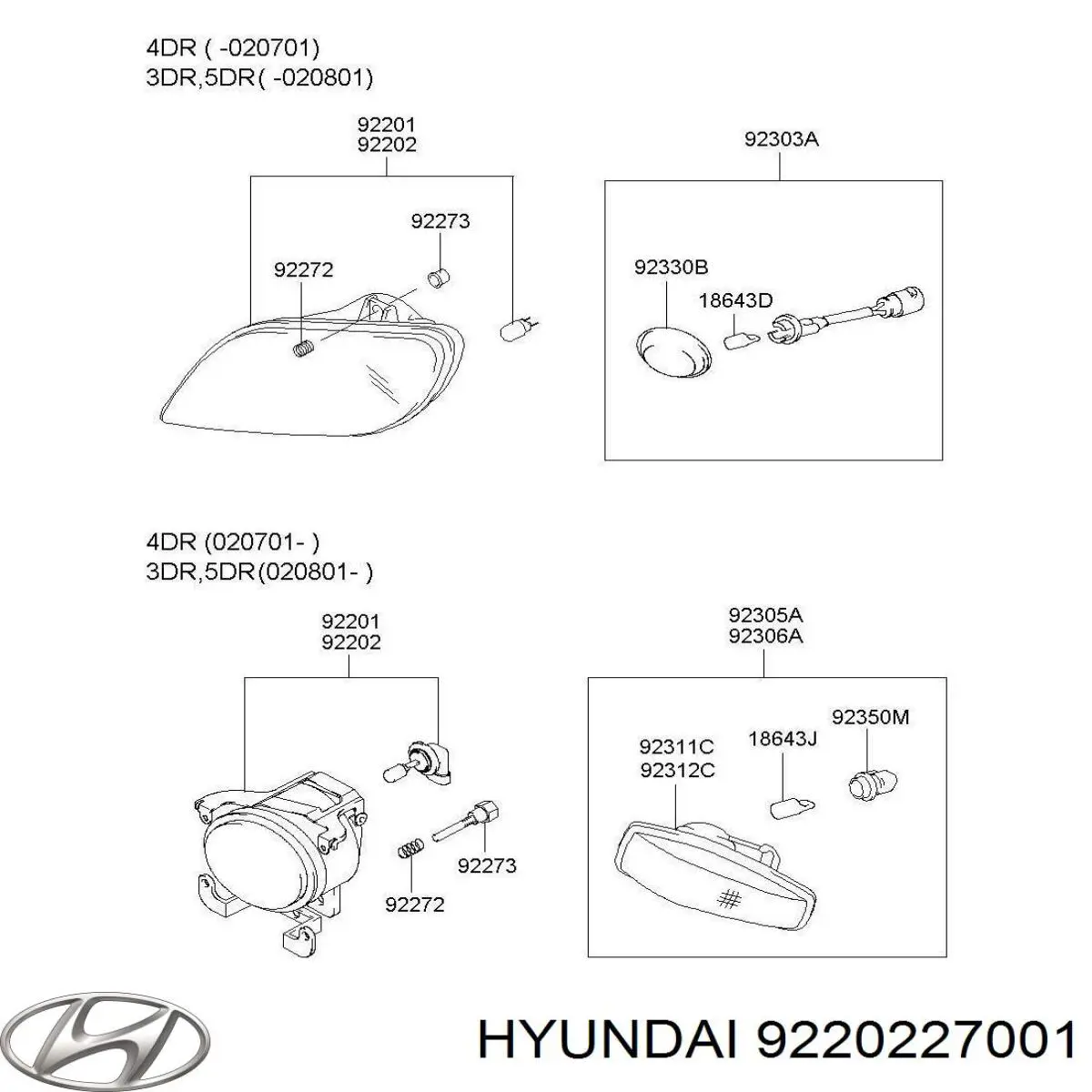 9220227001 Hyundai/Kia faro antiniebla derecho